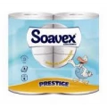 Tualetes papīrs SOAVEX PRESTIGE, 4 ruļļi x 20,4m, baltā, 3 kārtas, 100% celuloze