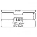 11351, 54 x 11 mm, 1500 Polipropilēna uzlīmes rullītī, altern.DYMO LW, baltas, 1gab.