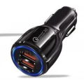 Auto Ladetajs 2 x USB ports, maks. 5V 3.1A, QC 3.0, LED Indicator, 1gab.