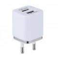 Tīkla Lādētājs 2 x USB ports, maks. 5V 0.9A, balta/sudraba, 1gab.